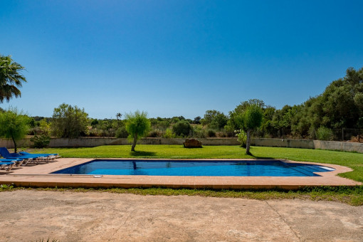 Views from the finca to the pool and garden